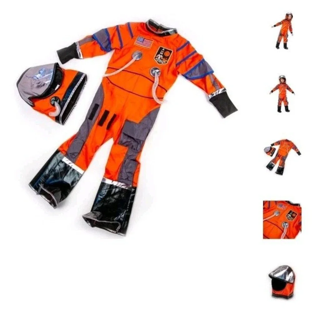 Child’s Astronaut Space Halloween Dressup Costume Size 7-8 Helmet Teetot Outfit